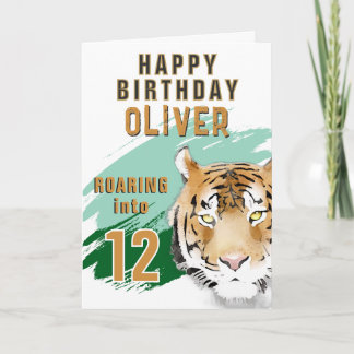 Wild Tiger Head Watercolor Birthday Karte