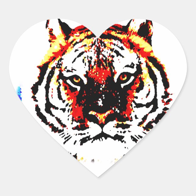 Wild Tiger Herz-Aufkleber (Vorderseite)