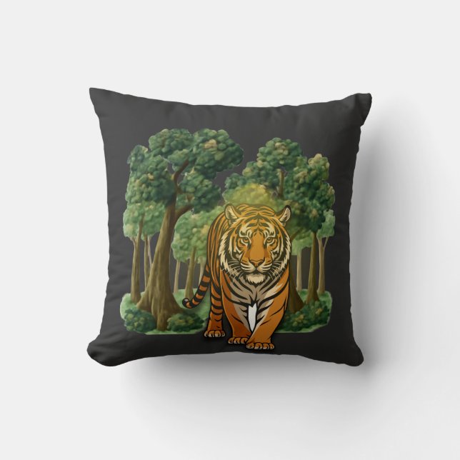 “Wild Tiger in the Forest – Natural Light Jungle D Kissen (Vorderseite)