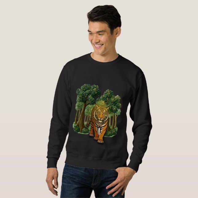 “Wild Tiger in the Forest – Natural Light Jungle D Sweatshirt (Vorne ganz)