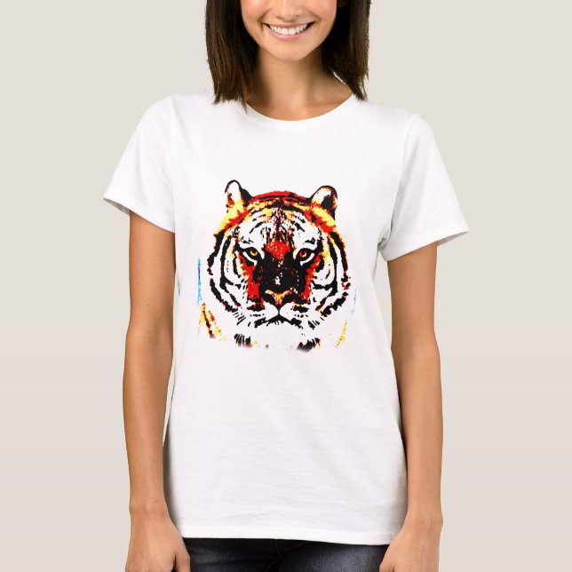 Wild Tiger Pop Art T-Shirt (Vorderseite)