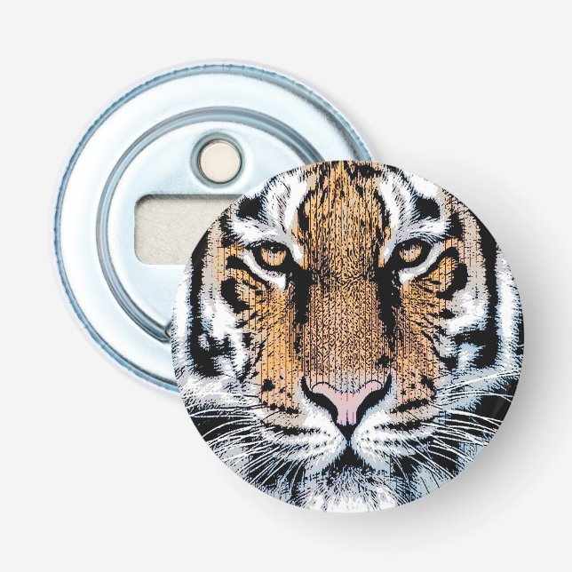 Wild Tiger Portrait Graphic Press Style Flaschenöffner (Vorderseite)