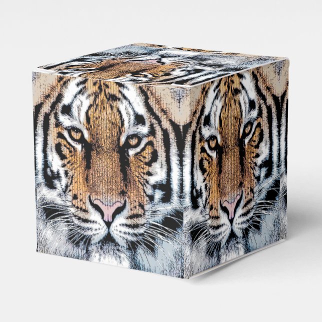 Wild Tiger Portrait Graphic Press Style Geschenkschachtel (Vorderseite)