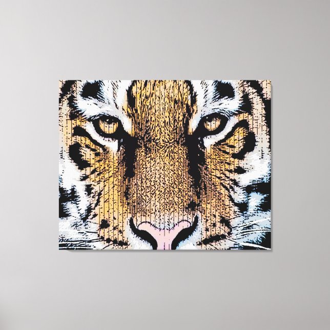 Wild Tiger Portrait Graphic Press Style Leinwanddruck (Vorderseite)