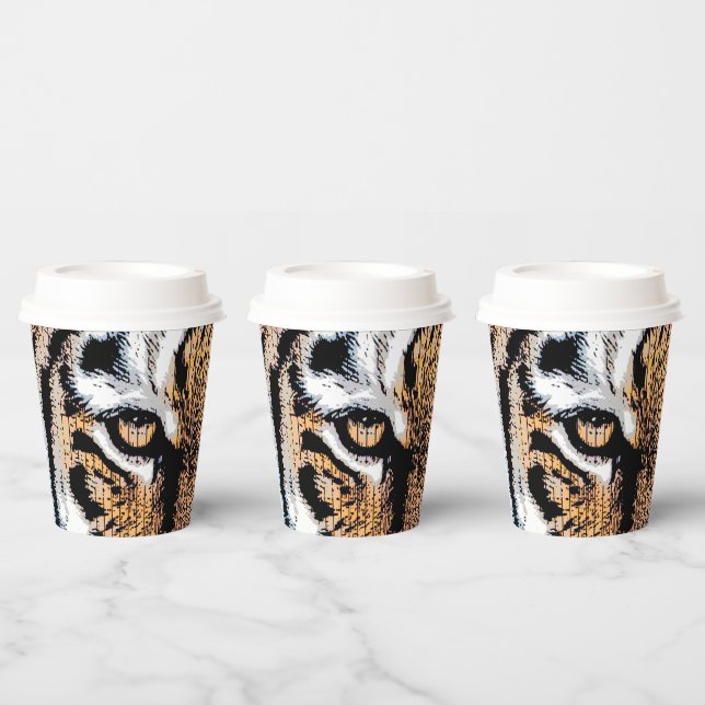 Wild Tiger Portrait Graphic Press Style Pappbecher (Multi)