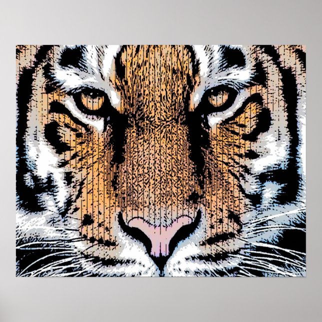 Wild Tiger Portrait Graphic Press Style Poster (Vorne)