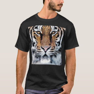 Wild Tiger Portrait Graphic Press Style T-Shirt