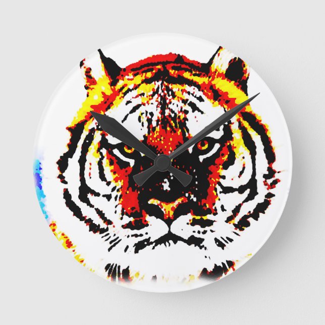 Wild Tiger Runde Wanduhr (Vorderseite)