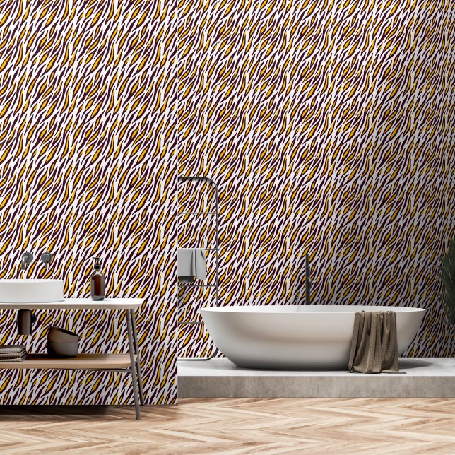 Wild Tiger Skin Pattern Tapete (Badezimmer)