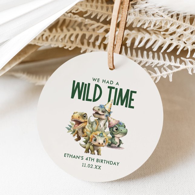 Wild Time Niedlich Dinosaur Kindergeburtstag Gastg Geschenkanhänger (Von Creator hochgeladen)