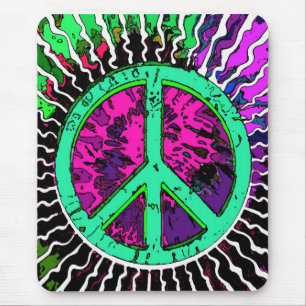 Wild Trippy Hippie Peace Sign Mousepad