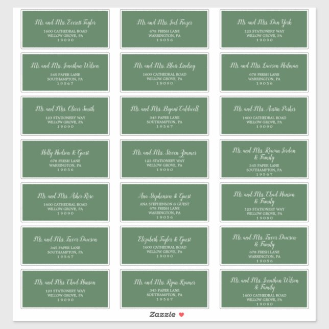 Wild Tropical Green Wedding Guest Address Labels (Blatt)