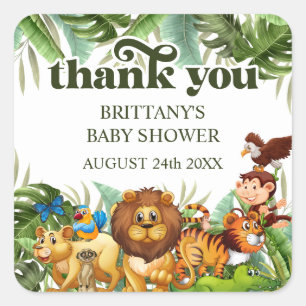 Wild Tropical Jungle Safari Tier Vielen Dank Quadratischer Aufkleber