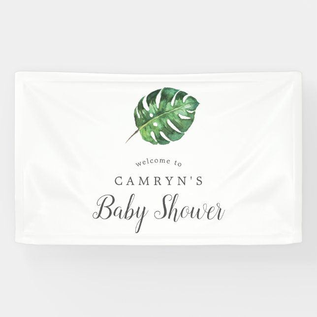 Wild Tropical Palm Baby Dusche Begrüßungsbanner Banner (Horizontal)