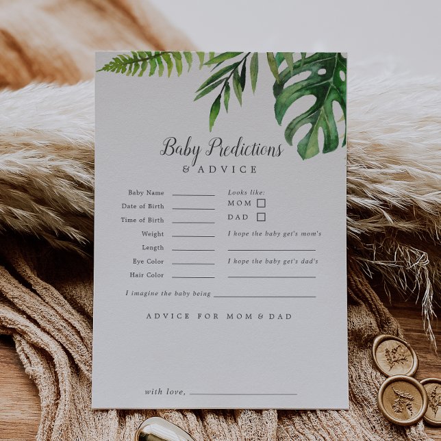 Wild Tropical Palm Baby Predictions & Advice Card Hinweiskarte (Von Creator hochgeladen)