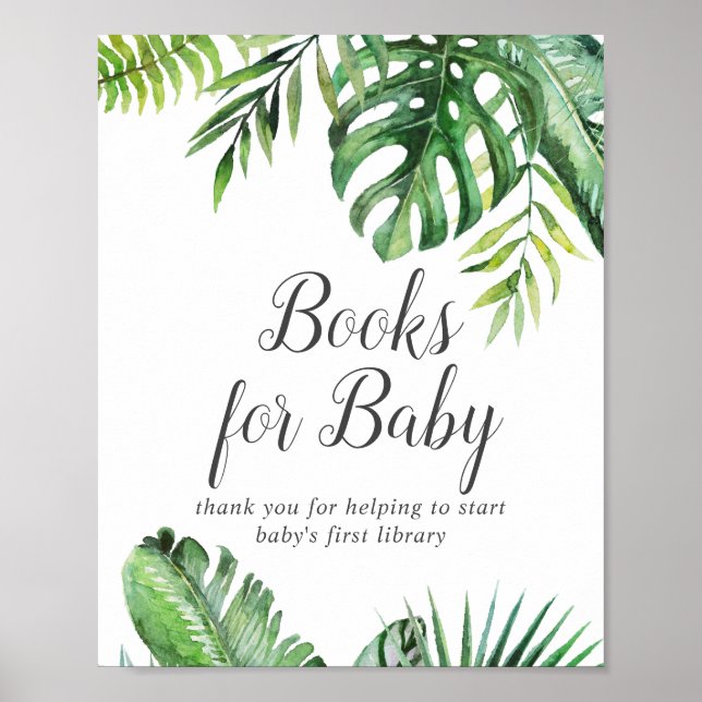 Wild Tropical Palm Baby Shower Books für Babysigna Poster (Vorne)
