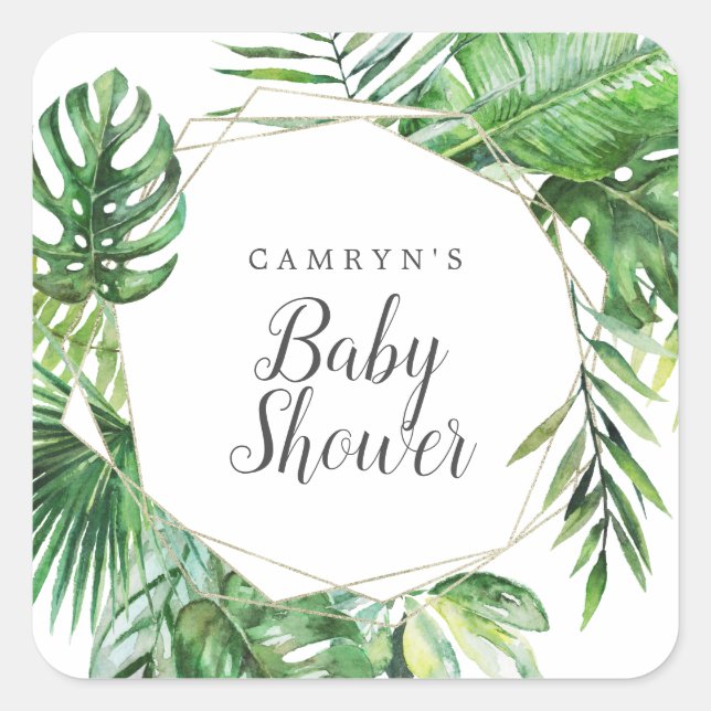 Wild Tropical Palm Baby Shower Umschlag Aufkleber (Vorderseite)