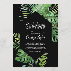 Wild Tropical Palm   Black Bachelorette Weekend Einladung