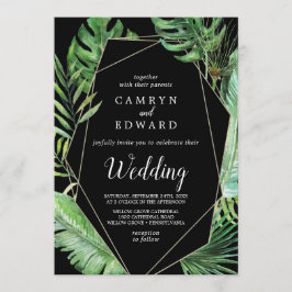 Wild Tropical Palm | Black Geometric Wedding Einladung