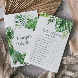 Wild Tropical Palm Brie and Groom Trivia Game Flyer