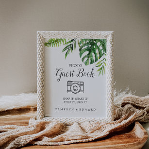 Wild Tropical Palm Foto Guest Book Sign Poster