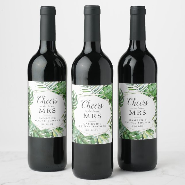 Wild Tropical Palm Future Frau Wine Labels Weinetikett (Flaschen)