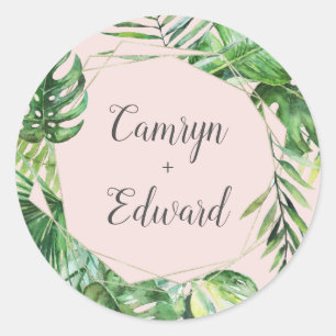 Wild Tropical Palm Geometrischer Umschlag Aufkle Runder Aufkleber