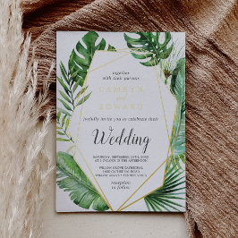 Wild Tropical Palm | Gold Foil Geometric Wedding F Folieneinladung