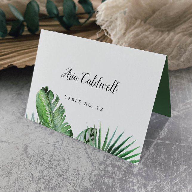Wild Tropical Palm Guest Name Wedding Platzkarte Tischnummer (Von Creator hochgeladen)