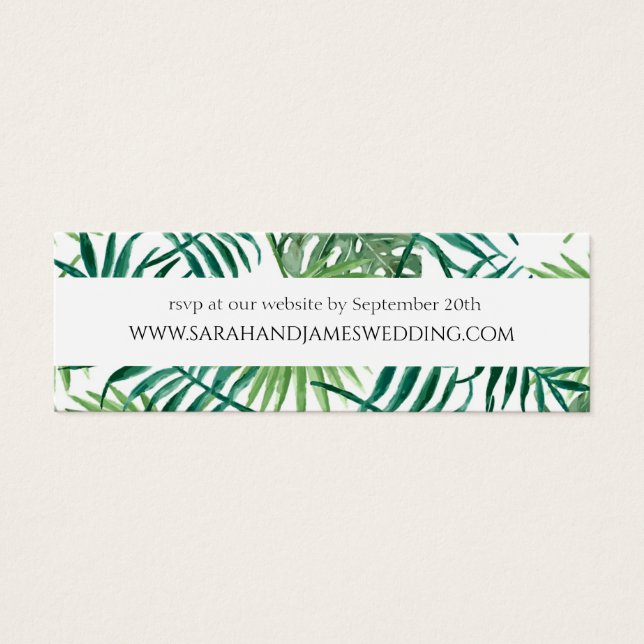 Wild Tropical Palm Leaf Wedding Website Mini Card (Vorderseite)
