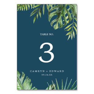 Wild Tropical Palm   Navy Blue Tischnummer