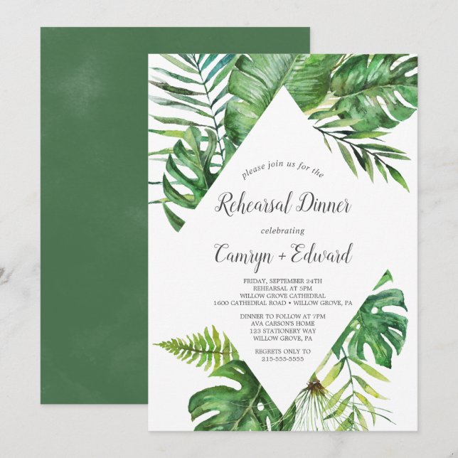 Wild Tropical Palm Probe Dinner Einladung (Vorne/Hinten)