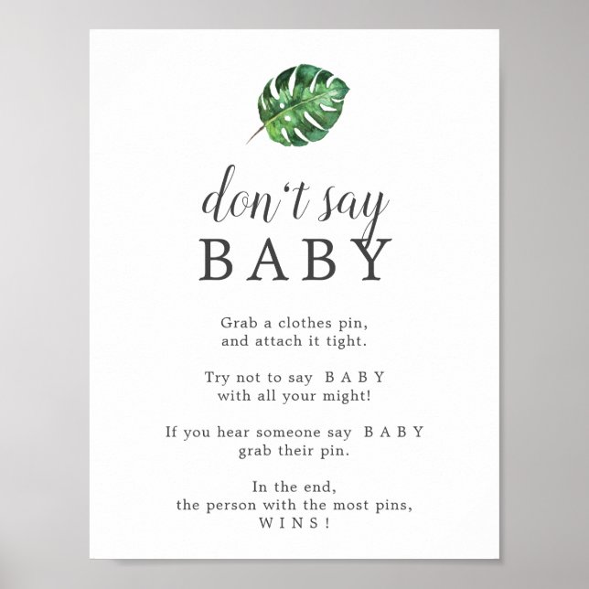 Wild Tropical Palm Sage kein Baby Game Sign Poster (Vorne)