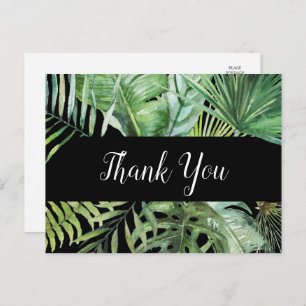 Wild Tropical Palm Schwarz Vielen Dank Postcard Postkarte