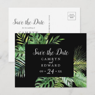 Wild Tropical Palm Schwarze Save the Date Postka Einladungspostkarte