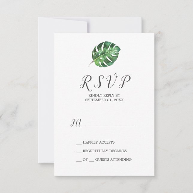 Wild Tropical Palm Simple RSVP Card Karte (Vorderseite)