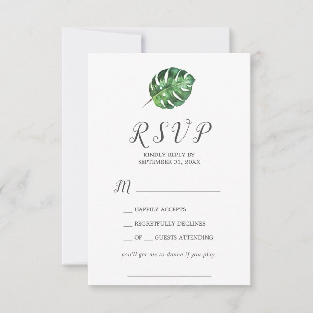 Wild Tropical Palm Song Request RSVP Card (Vorderseite)