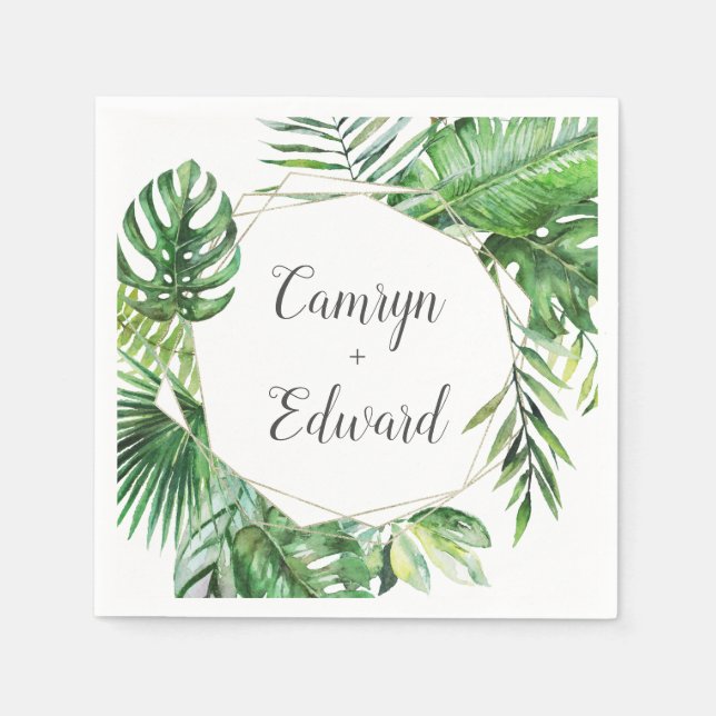 Wild Tropical Palm Wedding Reception Serviette (Vorderseite)