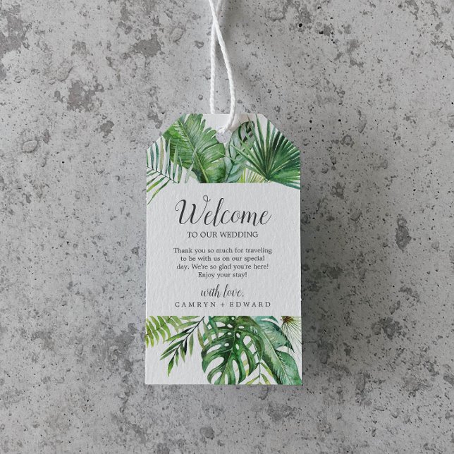 Wild Tropical Palm Wedding Willkommen Geschenkanhänger (Von Creator hochgeladen)