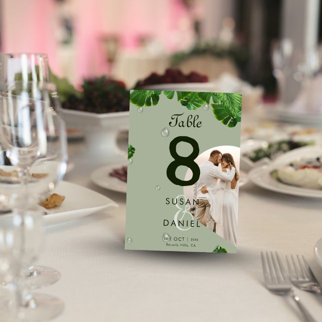 Wild-tropische Blätter & Lush Palm Foto Hochzeit Tischnummer (Von Creator hochgeladen)