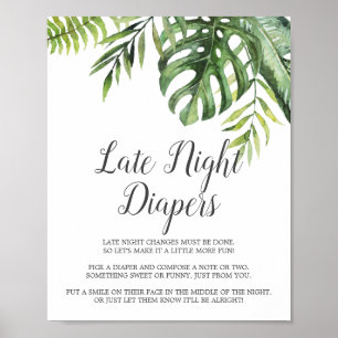 Wild-tropische Palm-Kinderdusche Spät-Night-Diaper Poster