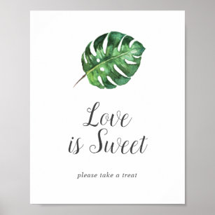 Wild-tropische Palme Liebe ist süßes Hochzeitszeic Poster