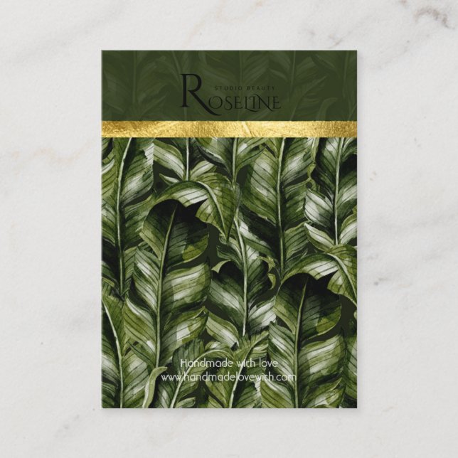 Wild-tropische Palmen-grüne Logo-Verleihung Visitenkarte (Vorderseite)