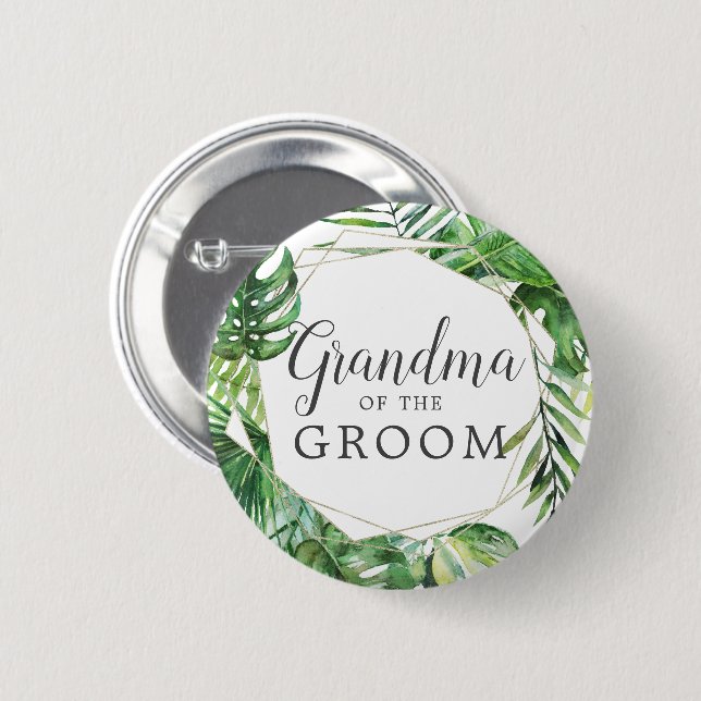 Wild-tropischer Palm-Oma des Grooms Button (Vorne & Hinten)