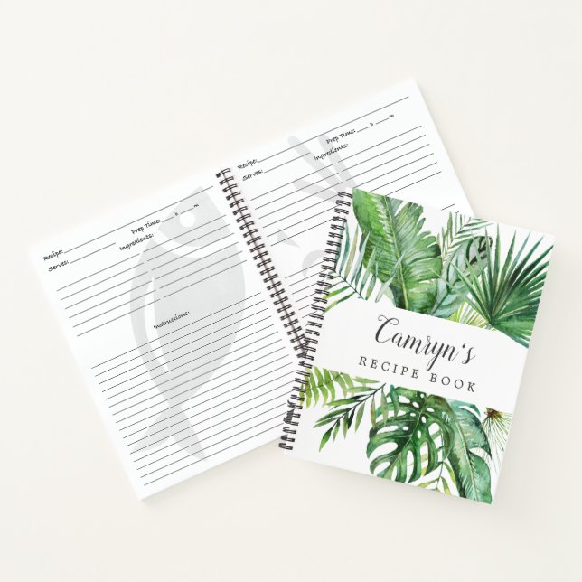Wild tropisches Palm Brautparty Rezept Notizbuch (Innenseite)