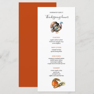 Wild Turkey Erntedank Dinner Menü Menükarte