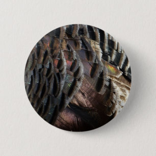 Wild Turkey Feathers I Abstrakt Nature Design Button