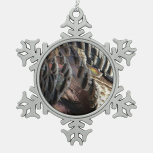 Wild Turkey Feathers I Abstrakt Nature Design Schneeflocken Zinn-Ornament