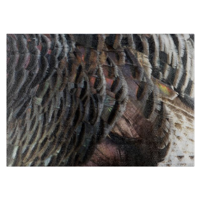 Wild Turkey Feathers I Abstrakt Nature Design Schneidebrett (Vorderseite)