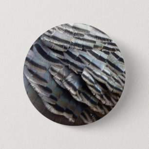 Wild Turkey Feathers II Abstrakte Naturgestaltung Button